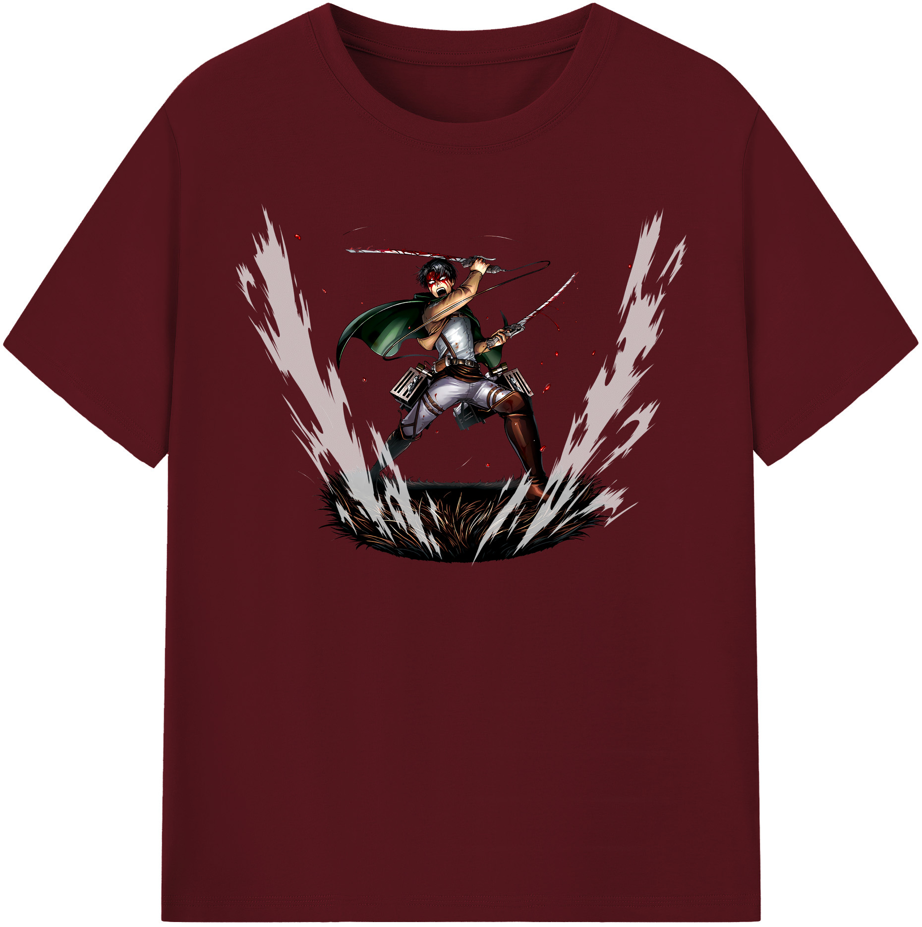 （画像用） 進撃の巨人 リヴァイ·アッカーマン Attack on Titan Levi Ackerman 綿100％半袖Tシャツ（フロントプリント）
